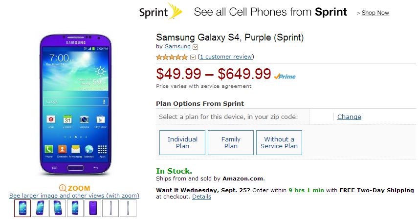 Galaxy S4 for $49.99 on a new contract 
