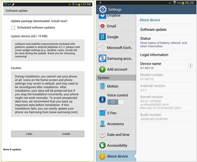 Galaxy note 8 software update