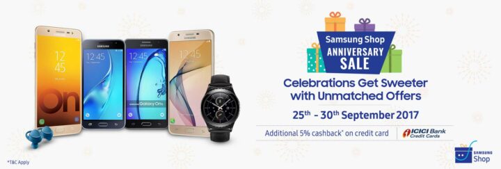 Samsung India's online store offering numerous discounts as part of anniversary sale