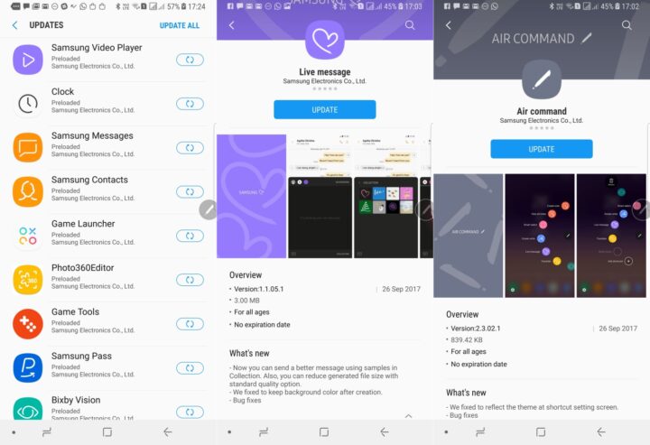 Samsung updates Note 8's Air Command and Live Message features, other apps