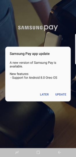 Samsung Pay app getting updated for Android 8.0 Oreo support
