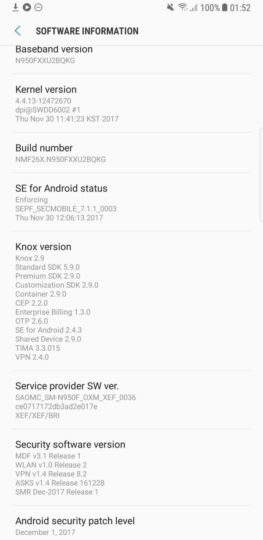New Galaxy Note 8 update includes the December security patch
