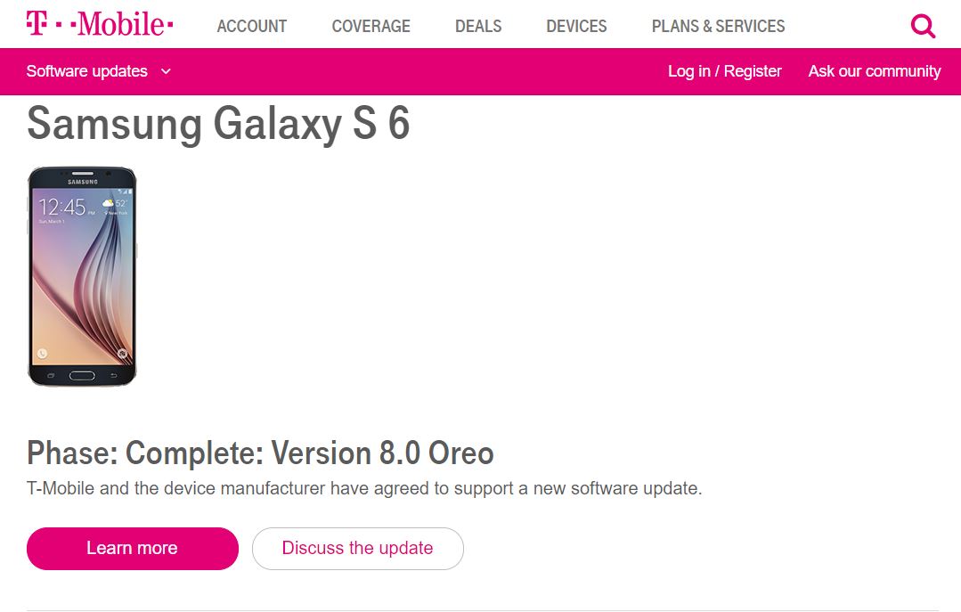 samsung galaxy s6 software update t mobile