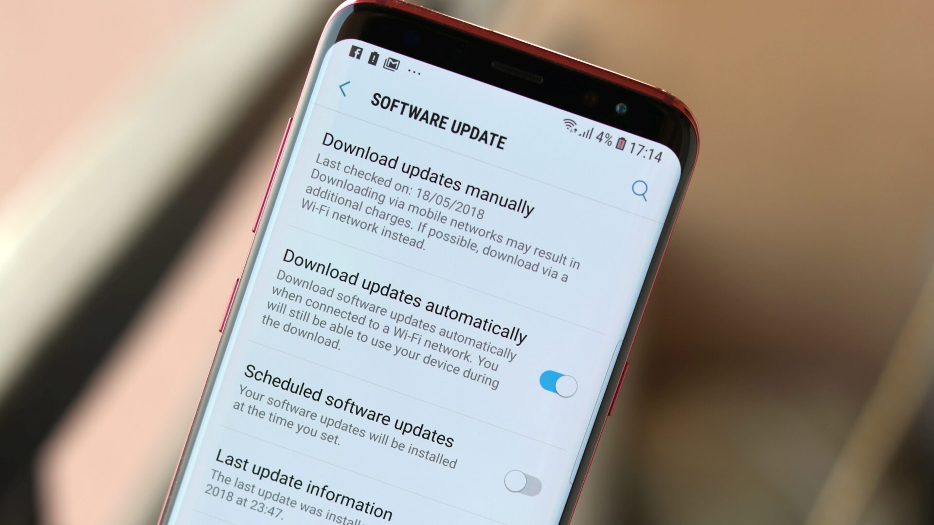 galaxy s8 software update