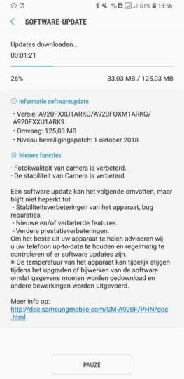 galaxy a9 (2018) software update