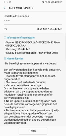 Galaxy Note 8 November security patch