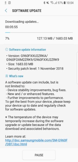 Samsung Android Pie beta program