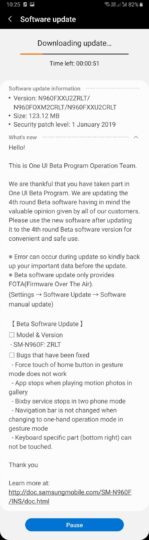 galaxy note 9 fourth pie beta update