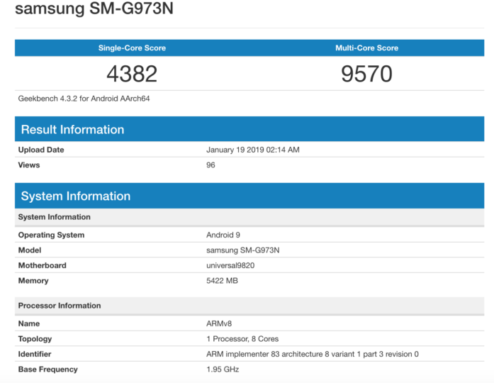 Galaxy S10 benchmark