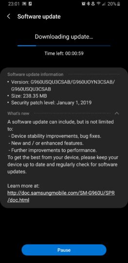 Sprint Galaxy S9 Android Pie