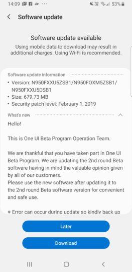 Galaxy Note 8 Android Pie beta