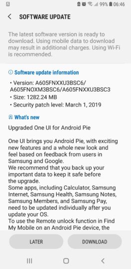 Galaxy A6+ Android Pie