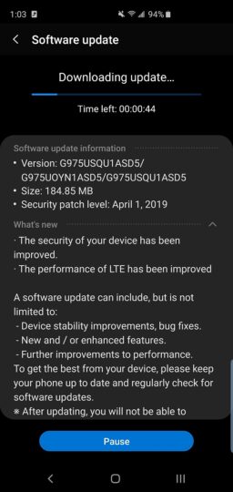 galaxy s10 sprint april update