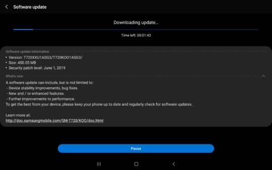 Galaxy Tab S5e update