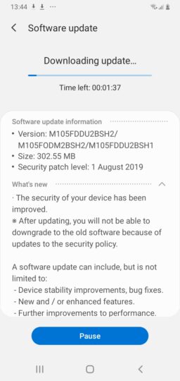 Galaxy M10 August update