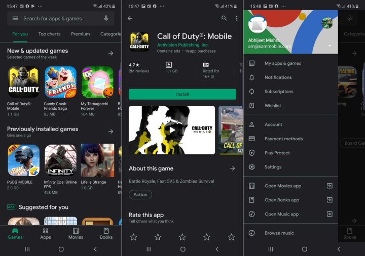 play store dark theme