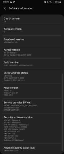 Galaxy Note 9 November update