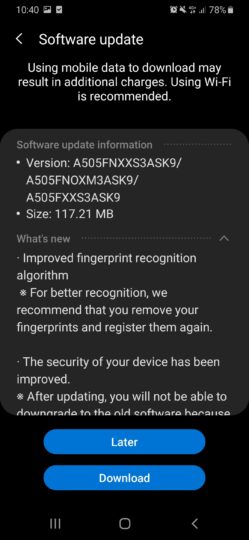 galaxy a50 november update