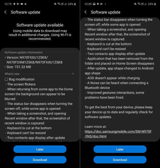 galaxy note 10 second android 10 beta