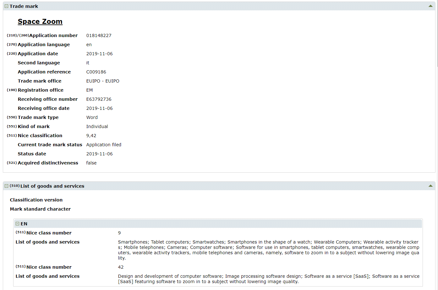 samsung space zoom trademark