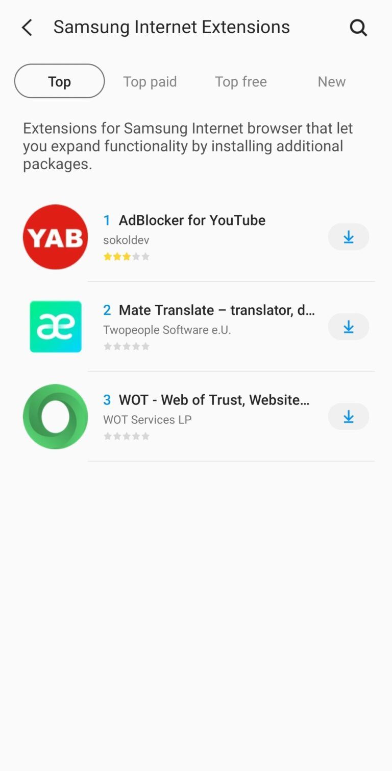 Samsung gains support for more extensions on Galaxy phones