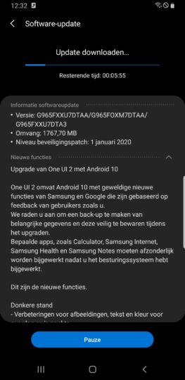 galaxy s9 android 10 update