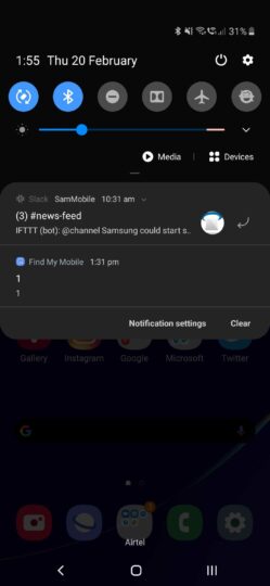 Find My Mobile 1 notification
