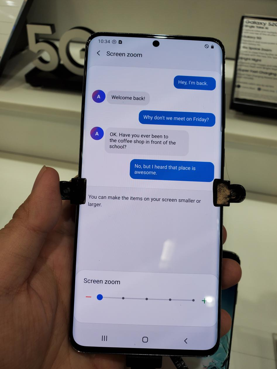 Samsung One UI 2.1 Screen Zoom Options