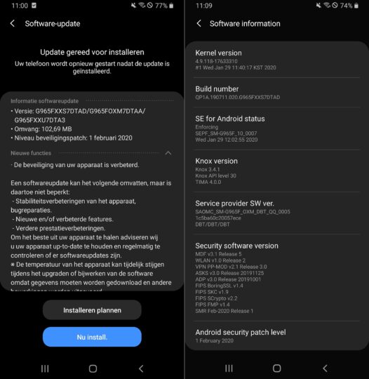 galaxy s9 february 2020 security update