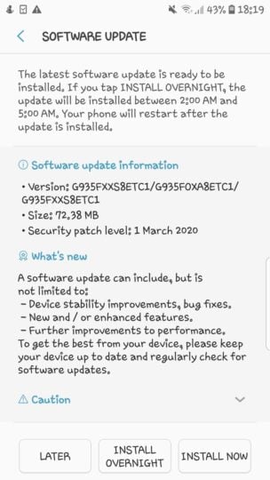 galaxy s7 security update