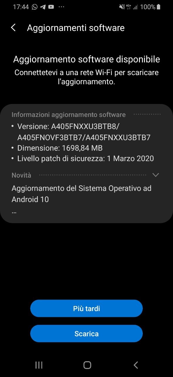 Samsung Galaxy A40 Android 10 Update