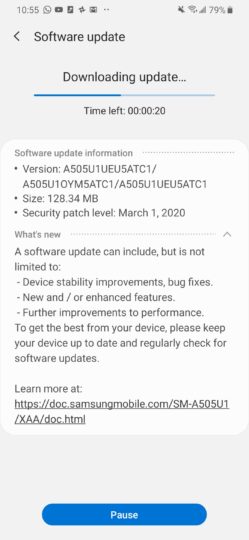 Samsung Galaxy A50 March 2020 Android Security Patch US