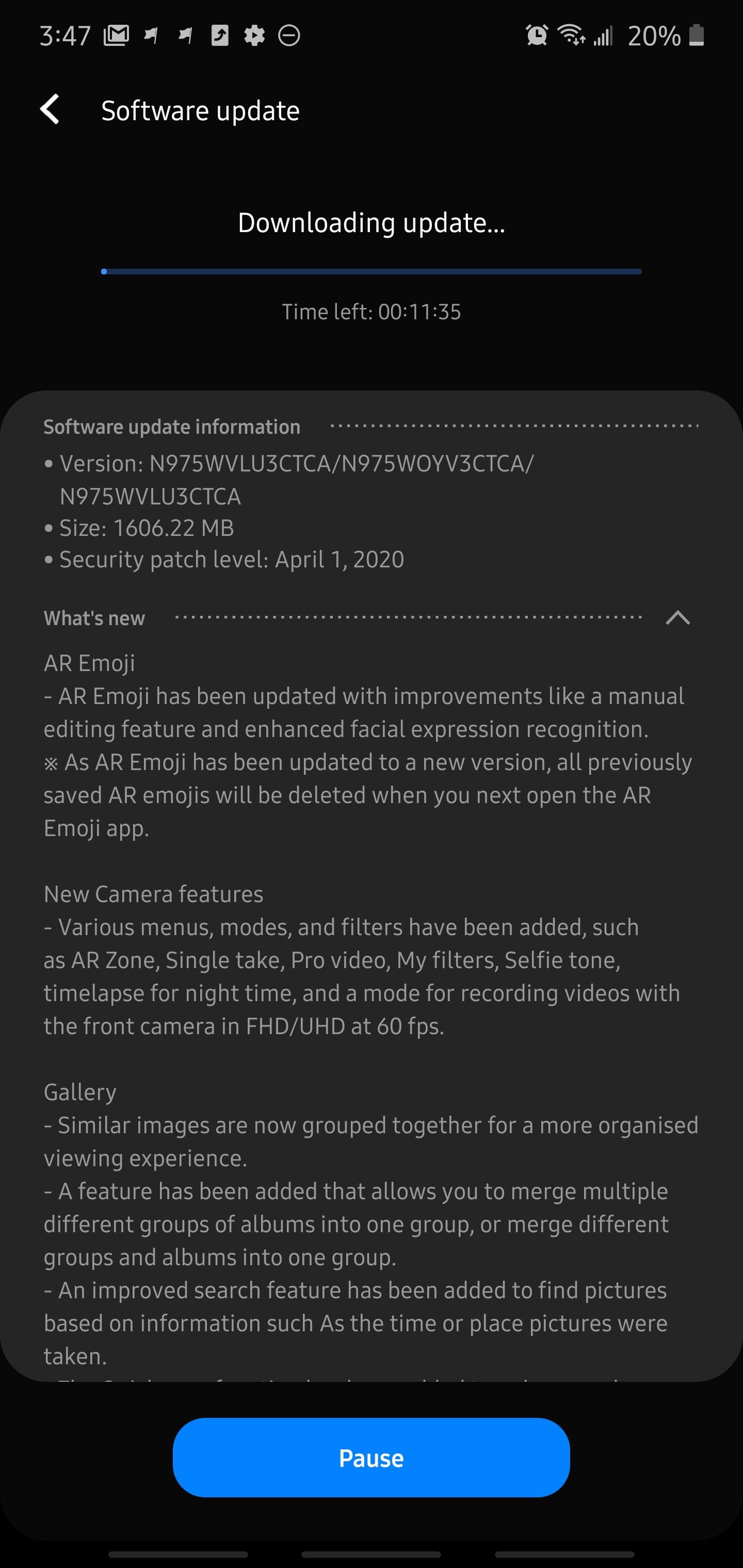 Samsung Galaxy Note 10 Plus One UI 2.1 Update Canada