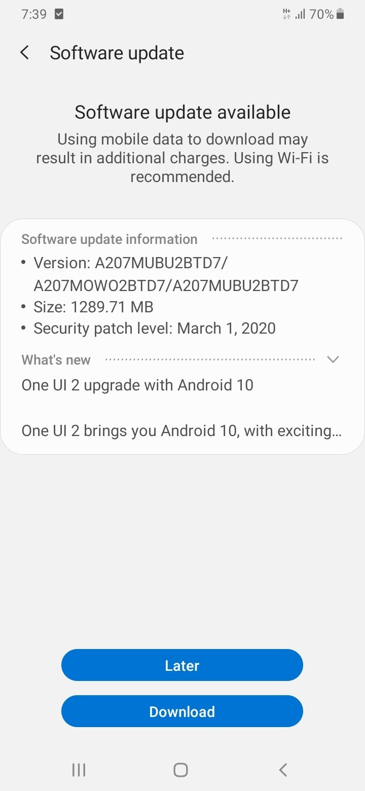 Samsung Galaxy A20s Android 10 One UI 2.0 Update Changelog USA Unlocked