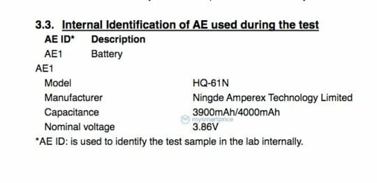 Samsung Galaxy M01 FCC Certification Battery Capacity