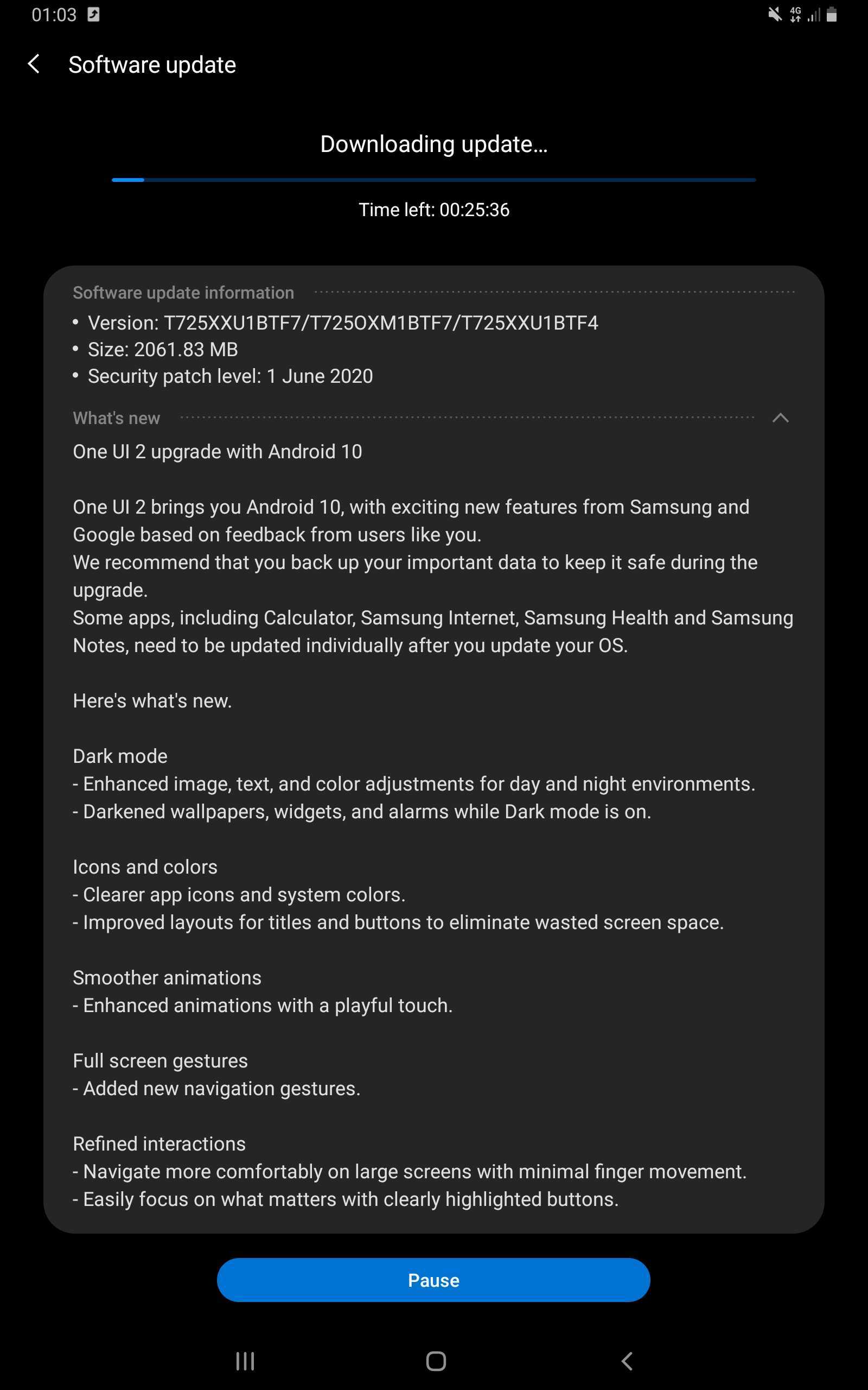 Samsung Galaxy Tab S5e Android 10 Update UK