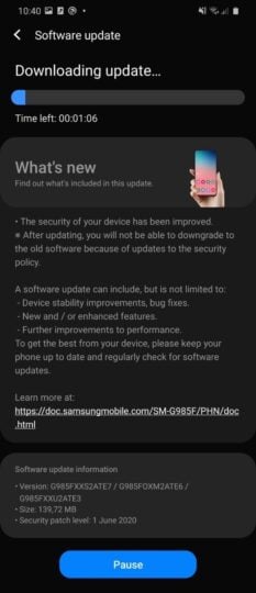 galaxy s20 june security update
