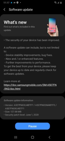 Galaxy A50s June security update