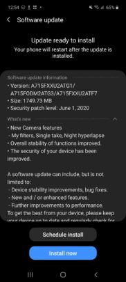 Samsung Galaxy A71 One UI 2.1 Update