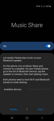 Samsung Galaxy A71 One UI 2.1 Update Music Share