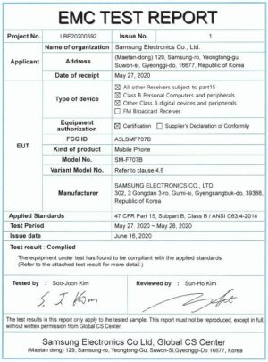 Samsung Galaxy Z Flip 5G FCC EMC Test Report