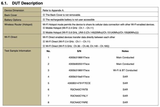 Samsung Galaxy Z Flip 5G FCC Wi-Fi SAR