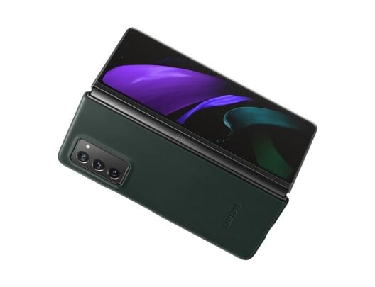 Samsung Galaxy Z Fold 2 Leather Cover Green Open