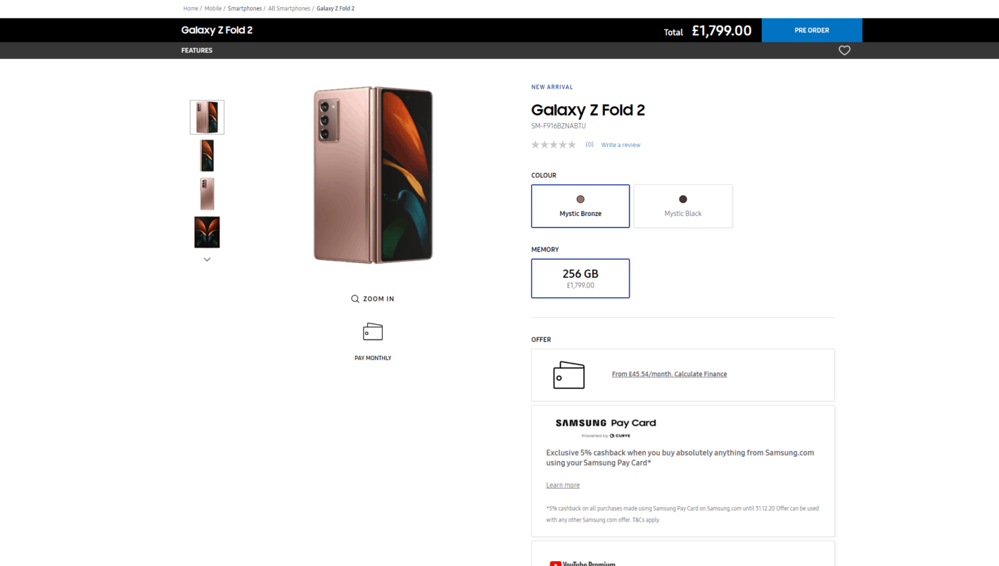 Samsung Galaxy Z Fold 2 UK Price