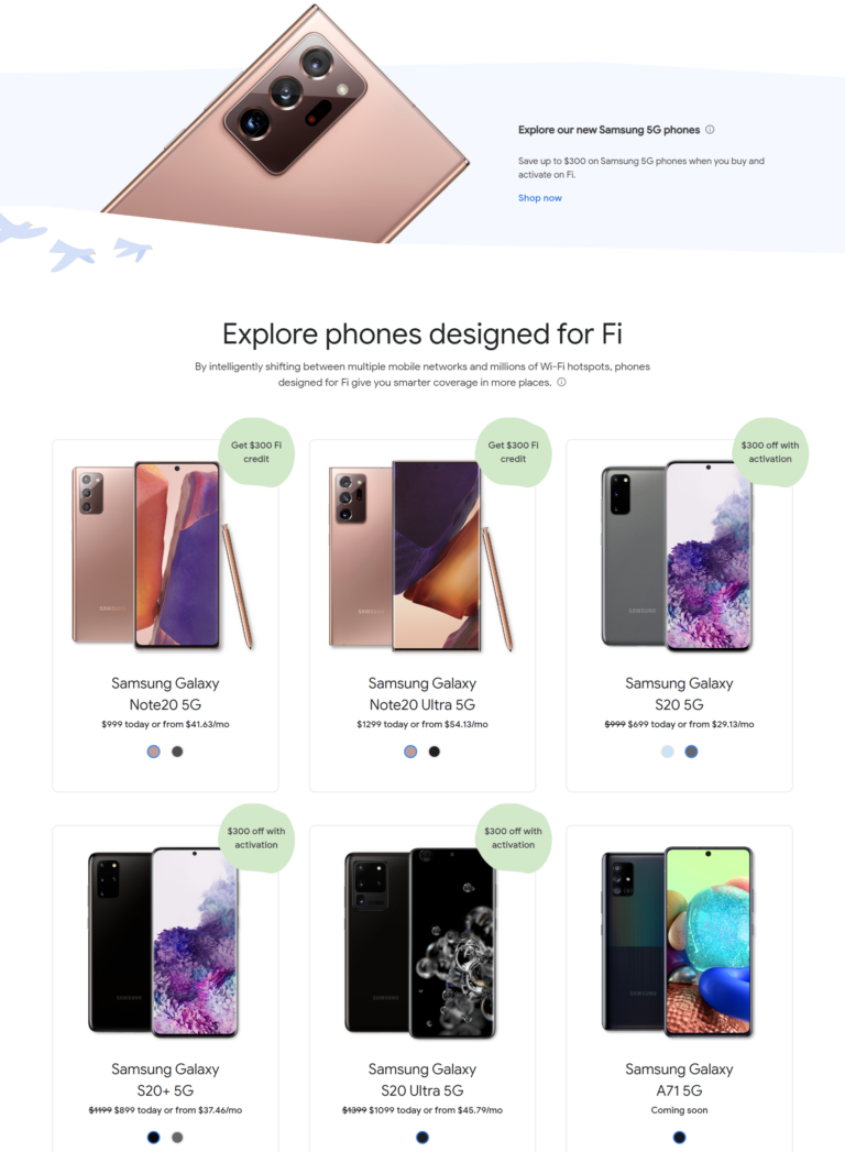 Google Fi is now directly selling Samsung's 5G smartphones - SamMobile