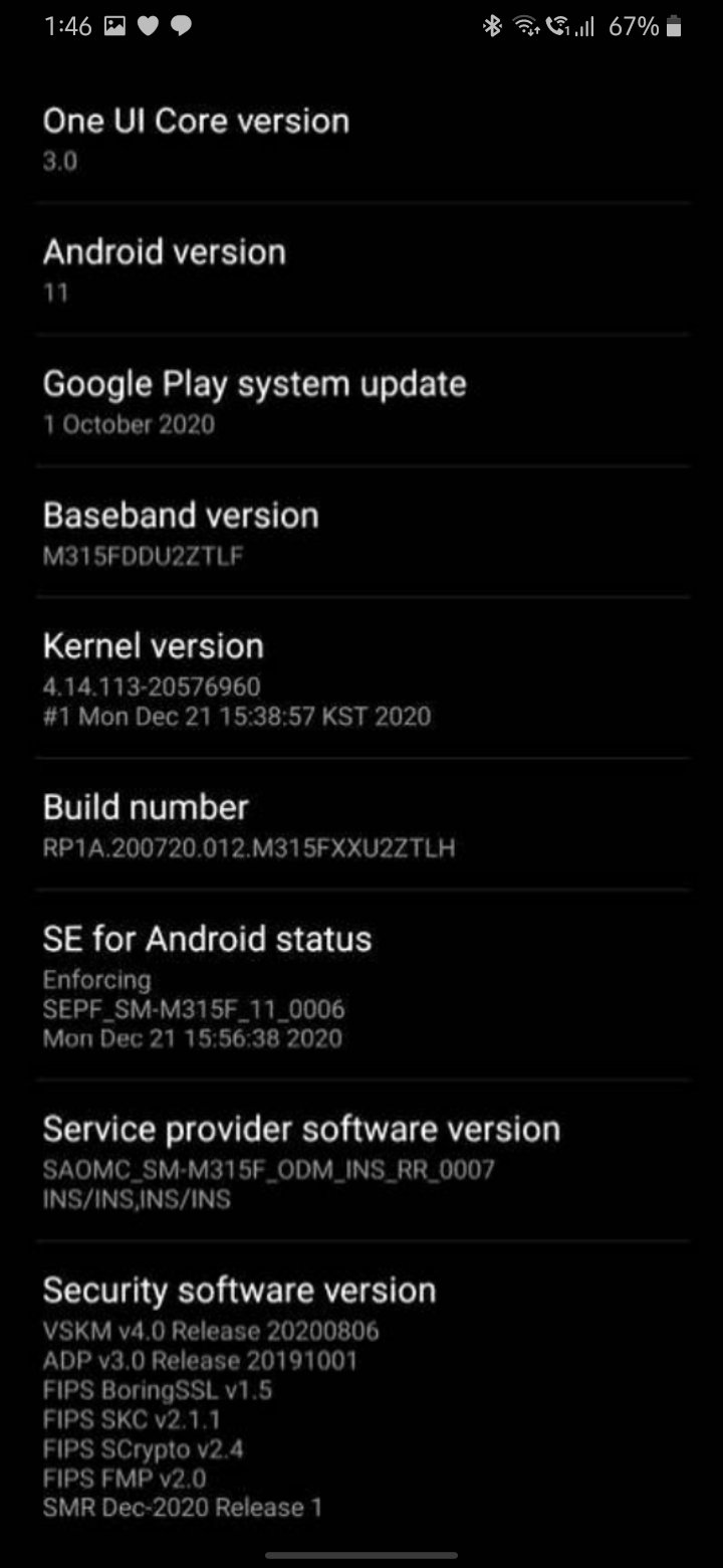 Samsung Galaxy M31 One UI 3.0 Beta Firmware Version