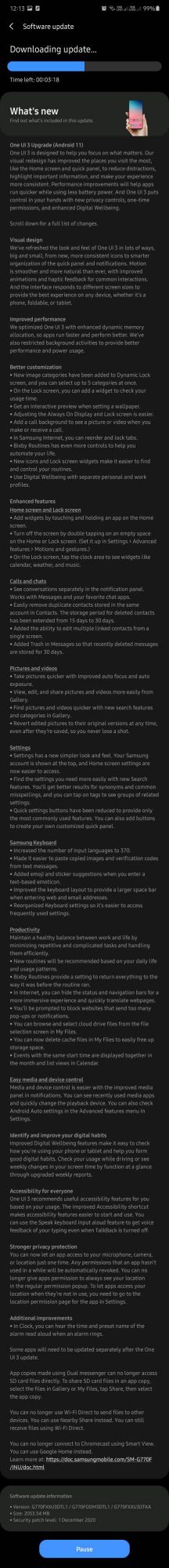 Samsung Galaxy S10 Lite One UI 3.0 Android 11 Update Changelog