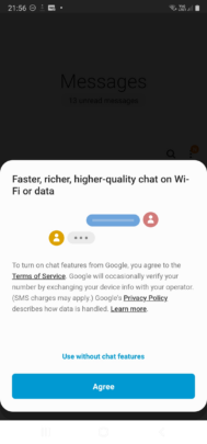 Samsung Messages RCS Prompt