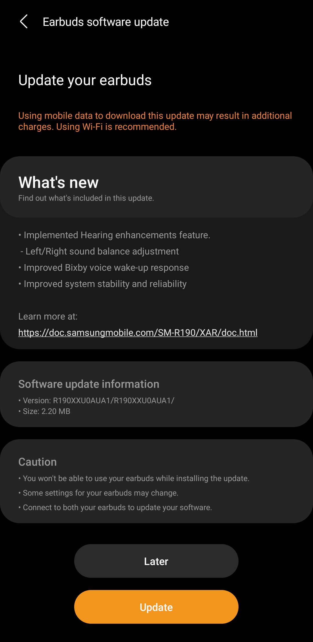 Samsung Galaxy Buds Pro First Software Firmware Update Official Changelog