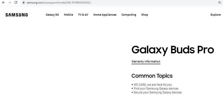 Samsung Galaxy Buds Pro Listing Website